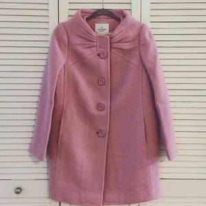 Kate Spade Etta Pink Wool Coat w/Vintage Neck